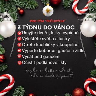 ✨ 3️⃣ TŘI TÝDNY DO VÁNOC Někdo miluje vůni čistoty a dokonalý pocit „odškrtnutí a mít hotovo“, někdo chce hlavně klid,...